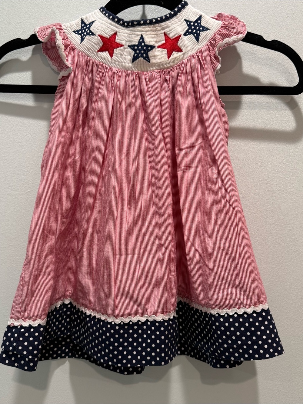 Lil Cactus Patriotic Smocked Dress 12-24M Red White Blue Stars
